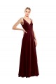 Long Sleeveless Stretch Velvet Burgundy A-Line Bridesmaid Dress / Evening Dress Newcastle