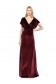 Long Flutter Sleeves Stretch Velvet Burgundy A-Line Prom Dress / Bridesmaid Dress Newcastle