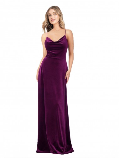 Long Sleeveless Stretch Velvet Grape A-Line Formal Evening Gown / Prom Dress / Bridesmaid Dress Newcastle