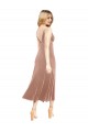 Midi Length Sleeveless Stretch Velvet Pink A-Line Prom Dress / Bridesmaid Dress Newcastle