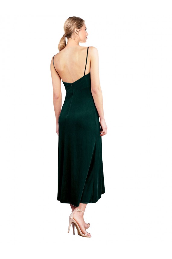 Midi Length Sleeveless Stretch Velvet Dark Green A-Line Prom Dress / Bridesmaid Dress Newcastle