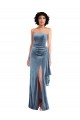 Long Sleeveless Stretch Velvet Dusty Blue Sheath Formal Evening Gown / Prom Dress / Bridesmaid Dress Newcastle