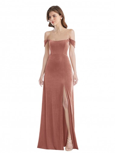 Long Sleeveless Stretch Velvet Cinnamon Rose A-Line Semi Formal Evening Dress / Prom Dress / Bridesmaid Dress Newcastle
