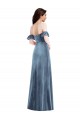 Long Ruffle Sleeves Stretch Velvet Dusty Blue A-Line Formal Dress / Bridesmaid Dress Newcastle