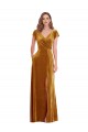 Long Cap Sleeves Stretch Velvet Gold Sheath Formal Evening Gown / Prom Dress / Bridesmaid Dress Newcastle