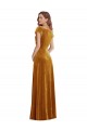 Long Cap Sleeves Stretch Velvet Gold Sheath Formal Evening Gown / Prom Dress / Bridesmaid Dress Newcastle