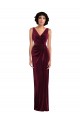Long Sleeveless Stretch Velvet Burgundy Sheath Semi Formal Evening Dress / Prom Dress / Bridesmaid Dress Newcastle