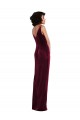 Long Sleeveless Stretch Velvet Burgundy Sheath Semi Formal Evening Dress / Prom Dress / Bridesmaid Dress Newcastle