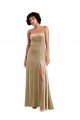 Long Sleeveless Stretch Velvet Champagne A-Line Formal Evening Gown / Prom Dress / Bridesmaid Dress Newcastle
