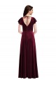 Long Flutter Sleeves Stretch Velvet Burgundy A-Line Semi Formal Evening Dress / Prom Dress / Bridesmaid Dress Newcastle