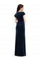 Long Flutter Sleeves Stretch Velvet Dark Navy A-Line Formal Dress / Bridesmaid Dress Newcastle