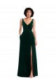 Long Sleeveless Stretch Velvet Dark Green A-Line Bridesmaid Dress / Evening Dress Newcastle