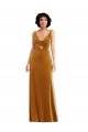 Long Sleeveless Stretch Velvet Gold Trumpet Semi Formal Evening Dress / Prom Dress / Bridesmaid Dress Newcastle