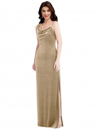 Long Sleeveless Stretch Velvet Champagne Sheath Black Tie Evening Gown / Prom Dress / Bridesmaid Dress Newcastle