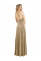 Long Sleeveless Stretch Velvet Champagne A-Line Semi Formal Evening Dress / Prom Dress / Bridesmaid Dress Newcastle