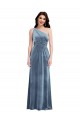 Long Sleeveless Stretch Velvet Dusty Blue A-Line Bridesmaid Dress / Evening Dress Newcastle