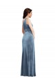 Long Sleeveless Stretch Velvet Dusty Blue A-Line Bridesmaid Dress / Evening Dress Newcastle