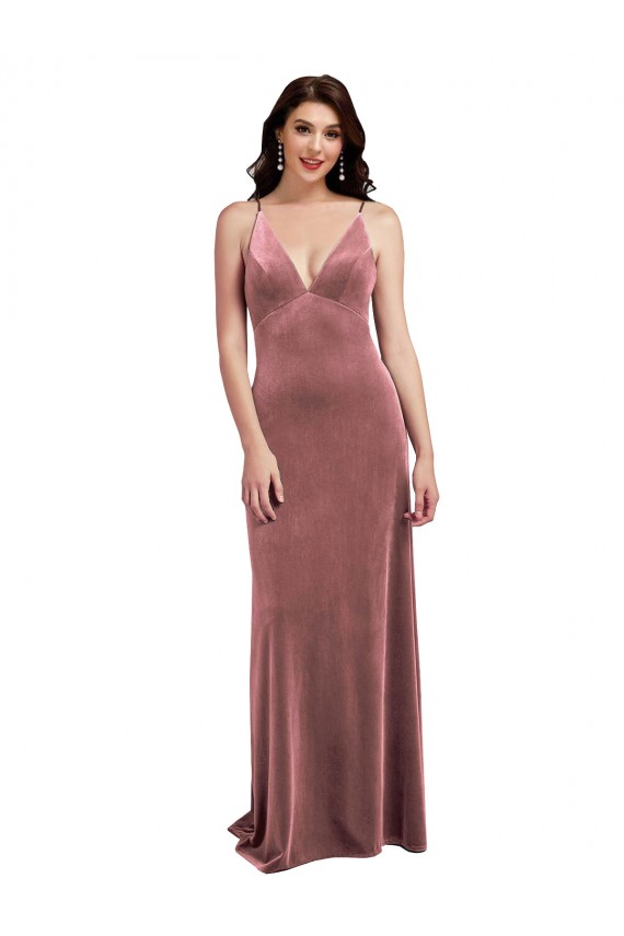 Long Sleeveless Stretch Velvet Cinnamon Rose A-Line Formal Evening Gown / Prom Dress / Bridesmaid Dress Newcastle