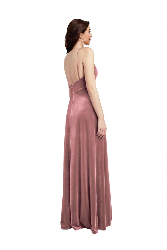 Long Sleeveless Stretch Velvet Cinnamon Rose A-Line Formal Evening Gown / Prom Dress / Bridesmaid Dress Newcastle