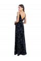Long Sleeveless Floral Velvet & Stretch Velvet Dark Navy A-Line Bridesmaid Dress Newcastle