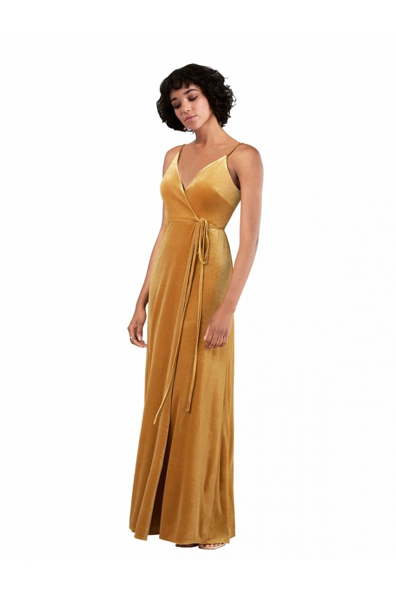 Long Sleeveless Stretch Velvet Gold Column Black Tie Evening Gown / Prom Dress / Bridesmaid Dress Newcastle