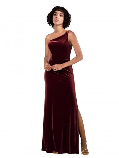 Long Sleeveless Stretch Velvet Burgundy Column Formal Evening Gown / Prom Dress / Bridesmaid Dress Newcastle