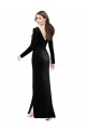 Long Long Sleeves Stretch Velvet Black Column Formal Evening Gown / Prom Dress / Bridesmaid Dress Newcastle