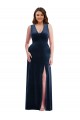 Long Sleeveless Stretch Velvet Dark Navy Sheath Formal Plus Size Evening Gown / Prom Dress / Bridesmaid Dress Newcastle