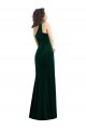 Long Sleeveless Stretch Velvet Dark Green Trumpet Black Tie Prom Dress / Bridesmaid Dress Newcastle