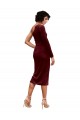 Midi Length Long Sleeves Stretch Velvet Burgundy A-Line Black Tie Prom Dress / Bridesmaid Dress Newcastle