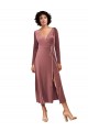 Midi Length Long Sleeves Stretch Velvet Cinnamon Rose A-Line Black Tie Prom Dress / Bridesmaid Dress Newcastle