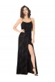 Long Sleeveless Floral Velvet & Stretch Velvet Black A-Line Bridesmaid Dress Newcastle