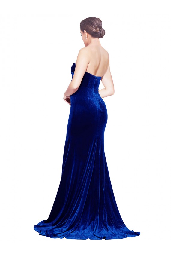 Sweep Train Sleeveless Stretch Velvet Royal Blue Mermaid Formal Evening Gown / Prom Dress / Bridesmaid Dress Newcastle