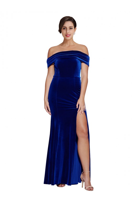 Long Sleeveless Stretch Velvet Royal Blue Mermaid Formal Evening Gown / Prom Dress / Bridesmaid Dress Newcastle