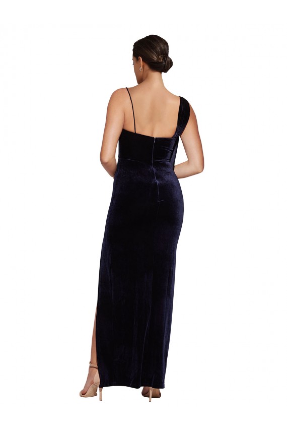 Long Sleeveless Stretch Velvet Dark Navy Sheath Formal Evening Gown / Prom Dress / Bridesmaid Dress Newcastle
