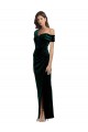 Long Sleeveless Stretch Velvet Dark Green Off the Shoulder Sheath High Low Evening Gown / Prom Dress / Bridesmaid Dress Newcastle