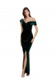 Long Sleeveless Stretch Velvet Dark Green Off the Shoulder Sheath High Low Evening Gown / Prom Dress / Bridesmaid Dress Newcastle
