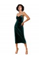 Midi Length Sleeveless Stretch Velvet Dark Green Sheath Formal Dress / Bridesmaid Dress Newcastle