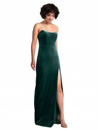 Long Sleeveless Stretch Velvet Dark Green Sheath Black Tie Evening Gown / Prom Dress / Bridesmaid Dress Newcastle
