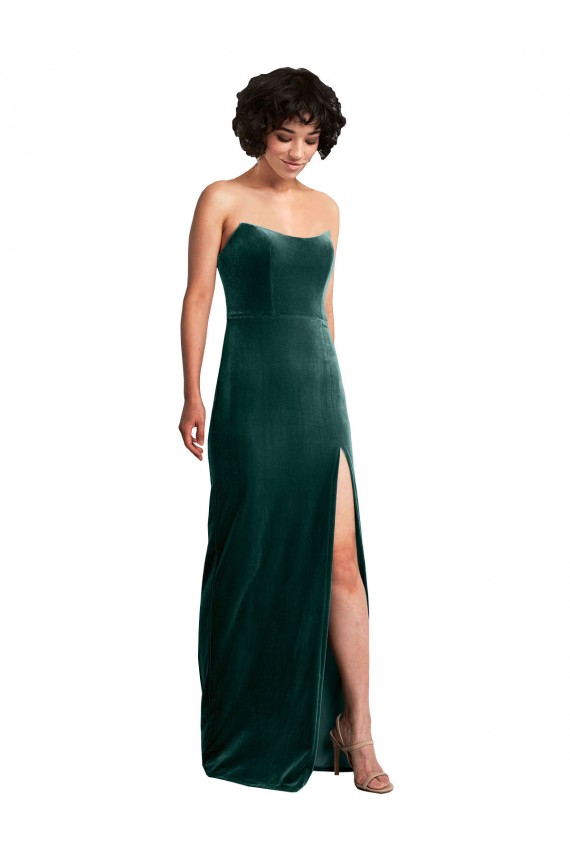 Long Sleeveless Stretch Velvet Dark Green Sheath Black Tie Evening Gown / Prom Dress / Bridesmaid Dress Newcastle